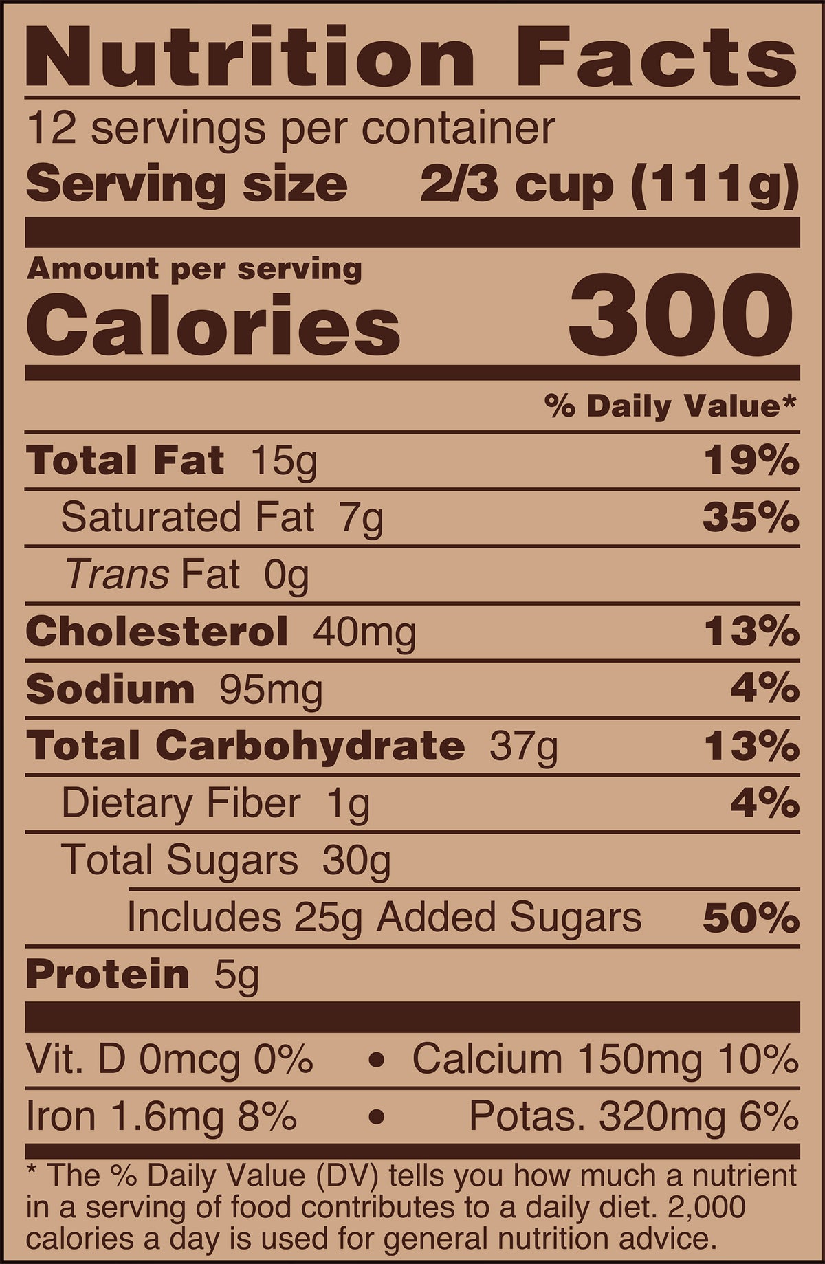 Blue Bell Chocolate Lava Cake Ice Cream Half Gallons Nutrition Facts label showing a serving size of 2/3 cup (111g) with 300 calories, listing nutrients such as total fat, cholesterol, sodium, and protein per serving.